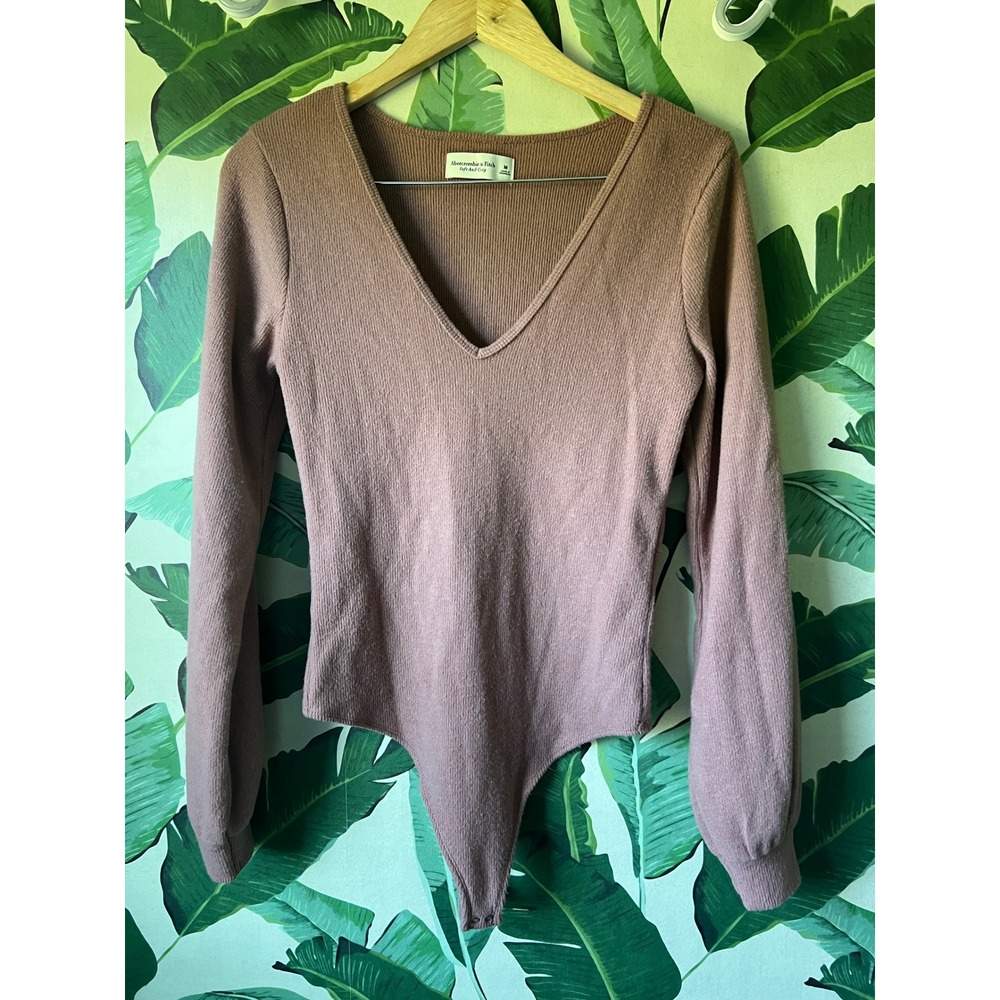 Abercrombie & Fitch V-Neck Bodysuit Women Medium Mauve